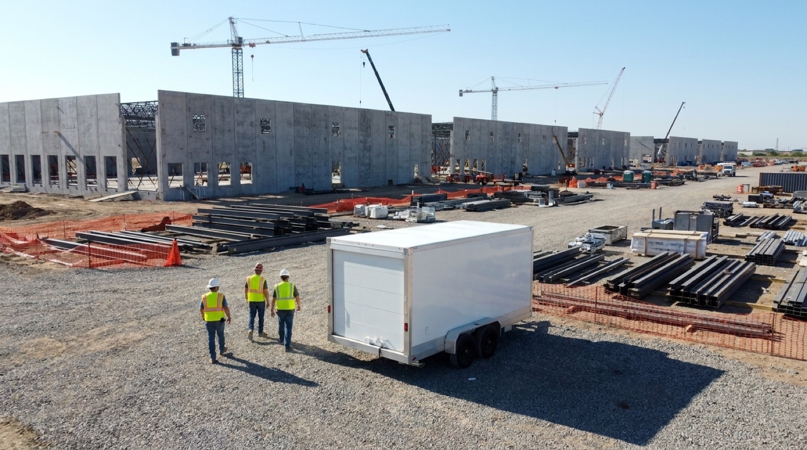 Crew beside a winterized trailer on the Wasatch Front